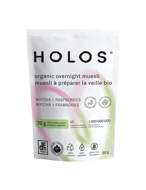 Hugo's Matcha Raspberry Overnight Muesli | Organic, Vegan and Gluten-free | HOLOS